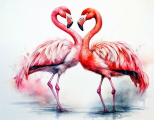 Flamingoes in ballet pose, showcasing a dramatic and isolated performance.