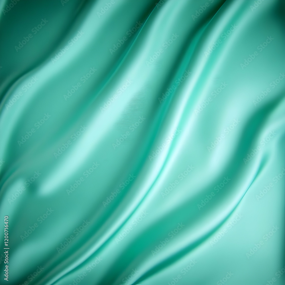 Poster smooth elegant turquoise silk fabric flows gently, creating a luxurious and soft texture background