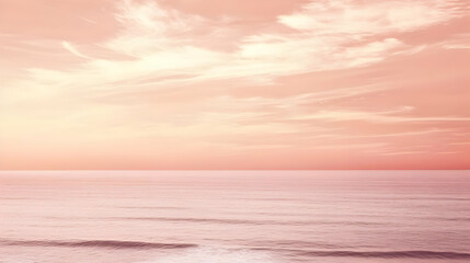 Serene Pink Ocean Meets Whispering Clouds at Sunset, Creating a Tranquil Seascape