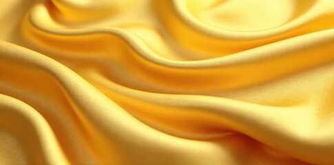 Fototapeta premium Soft golden silk fabric waves gently in breeze, silk, golden