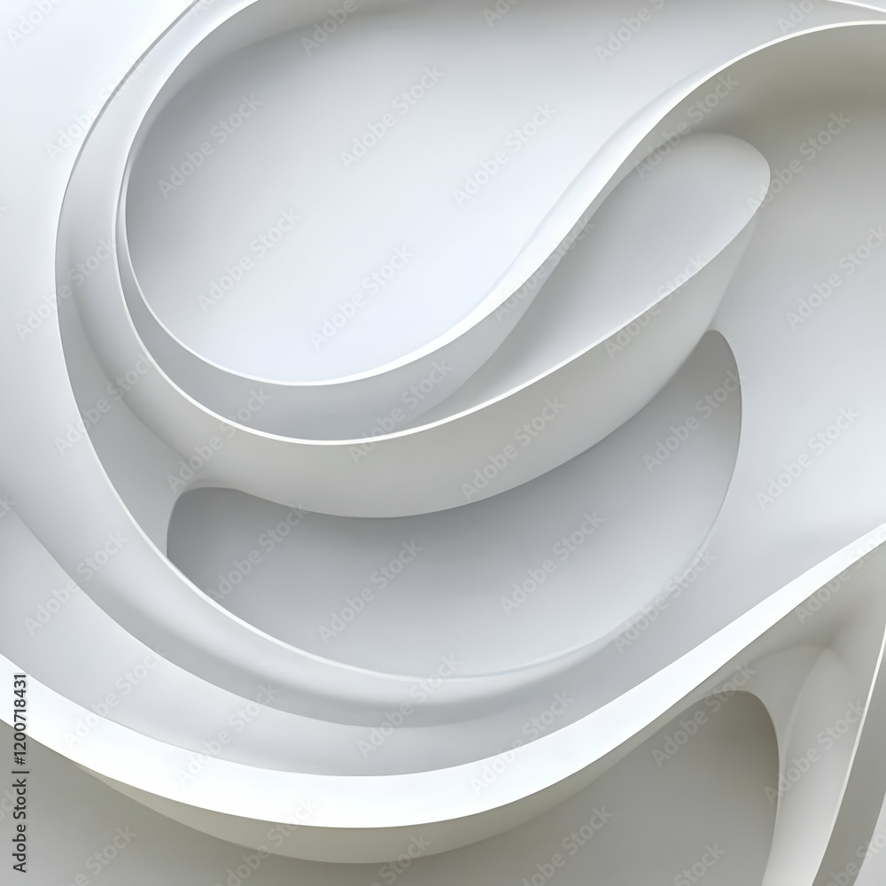 Poster abstract 3d white background creates a smooth, wavy pattern with subtle shadows and highlights.