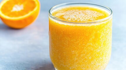 Fresh orange juice in glass, fruit, healthy drink, kitchen background, recipe ingredient