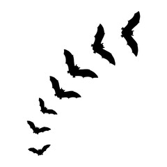 Bats Silhouettes Set of bat silhouettes Silhouette of bat isolated on a white background

