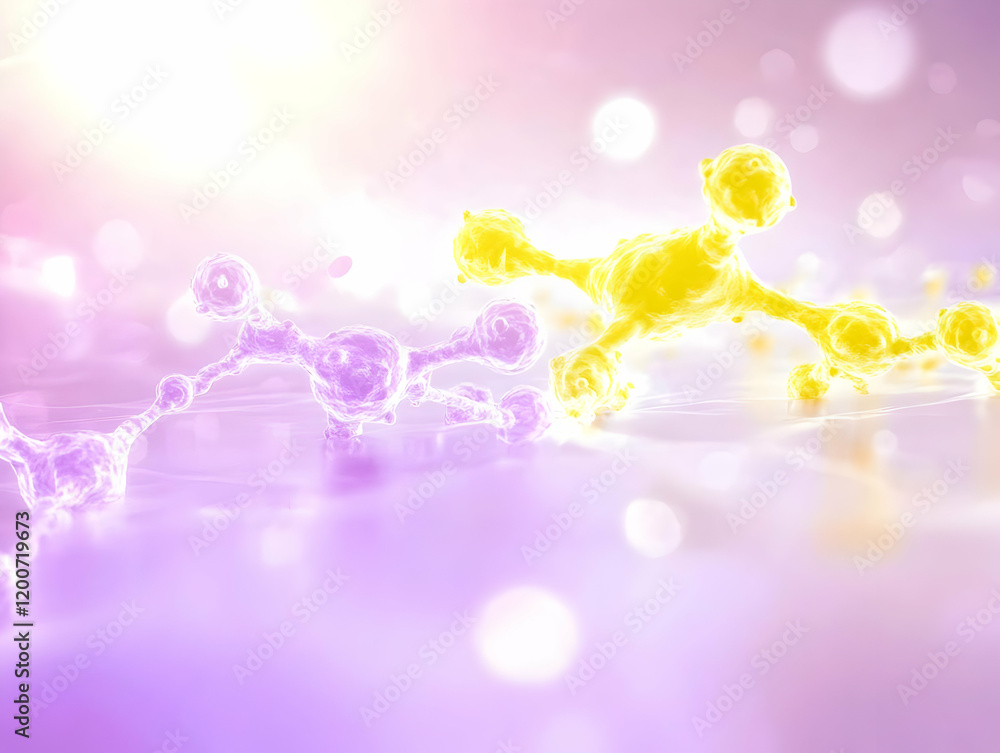 Aufkleber abstract molecules form complex structures on a soft purple background with gentle lighting