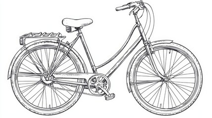 Classic Bicycle Illustration, Vintage Bike Drawing, Retro Cycle Sketch