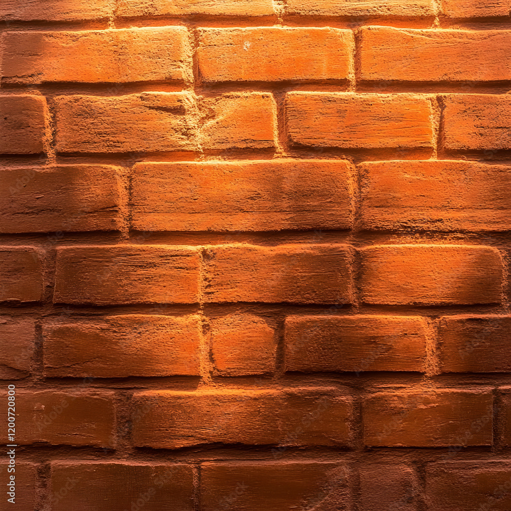 Poster red brick wall texture forms a rustic background with warm lighting for design projects