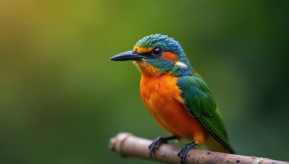 Fototapeta premium Tiny wings folded tightly against the bird's body, tiny, micro world