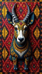 Traditional Ndebele warthog skin design with bold geometric patterns , warthog design, traditional african art