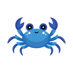  Cute Blue Crab isolated flat vector illustration on white background
