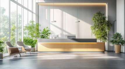 Fototapeta premium Modern Interior Design of a Doctor's Office with Clean Lines and Natural Light