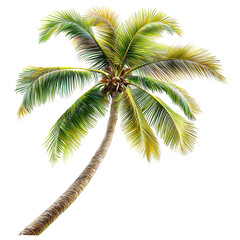 Fototapeta premium Tall And Lush Green Palm Tree Against Clear Blue Sky Background