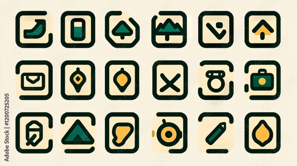 Poster collection of simple colorful app icons design