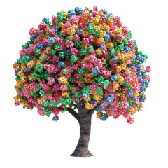 Vibrant Colorful Flower Tree with Bright Blossoms in Full Bloom