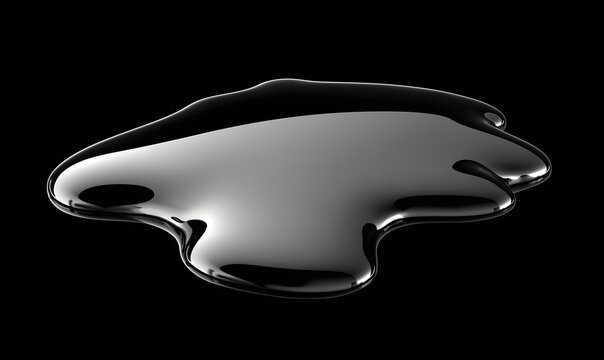 Puddle of liquid metal on black background.