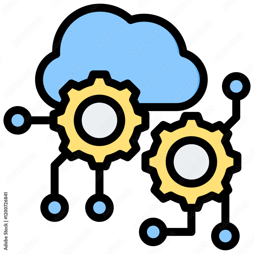 Poster machine learning outline color icon