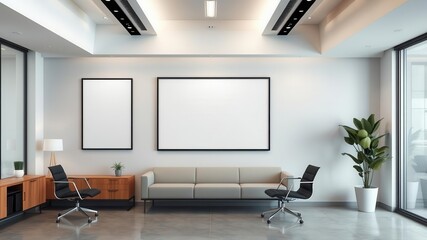 An office wall art mockup featuring modern design elements in a sleek and professional environment, contemporary, workplace, decor