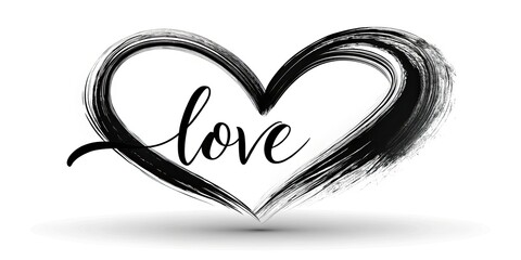 Abstract Heart Shape with Black Strokes in Minimalist Style for Love Concept, Elegant and Modern Design, Perfect for Romantic Themes, Wall Art, and Digital Backgrounds