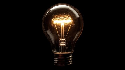 Illuminating Ideas: A Glowing Light Bulb against Black Background
