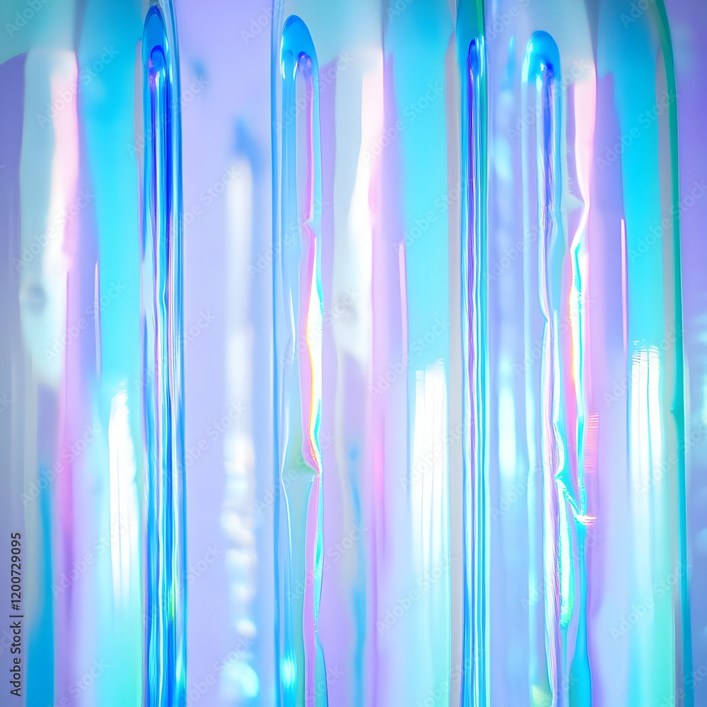 Poster iridescent abstract background displays colorful light reflections and fluid shapes
