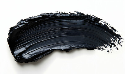 Fototapeta premium Black paint brushstroke, white background, texture swatch