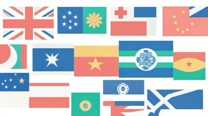 Obraz premium Colorful Collection of World Flags and Symbols