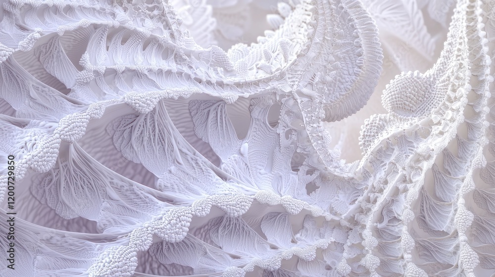Poster intricate white fractal design resembling natural patterns.