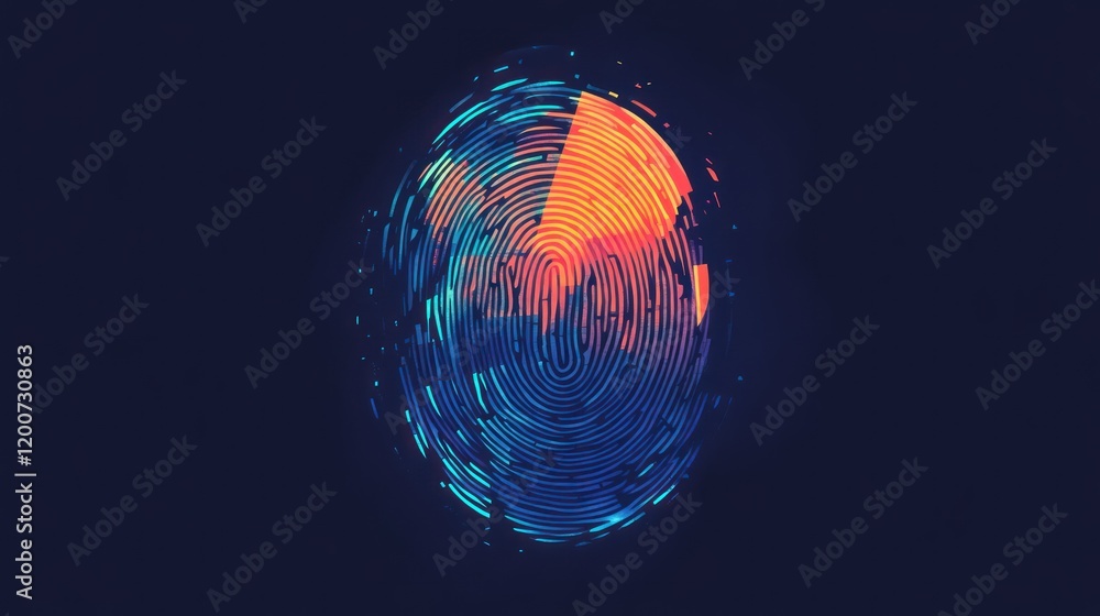 Poster abstract fingerprint: digital identity and data visualization