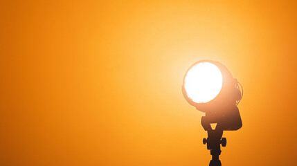 Bright Studio Light Against Orange Background