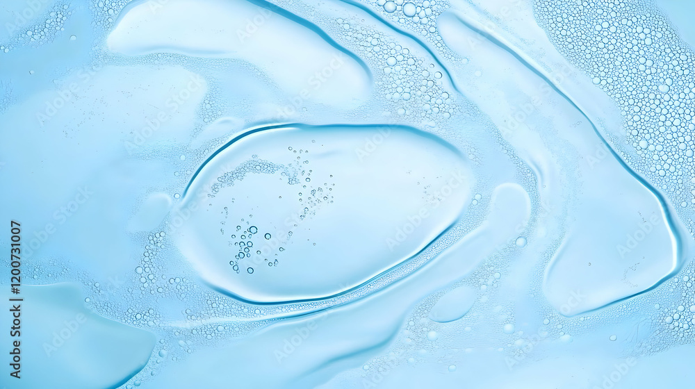 Aufkleber abstract light blue liquid background forms bubbles and creates wavy patterns smoothly