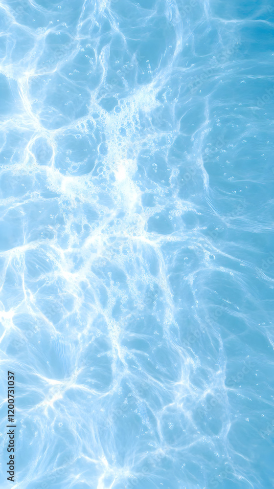 Poster light blue water surface with bubbles creates a relaxing abstract background texture