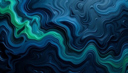 Abstract Swirling Blue and Green Fluid Art Design