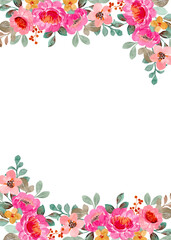 Watercolor colorful flower frame background for wedding, birthday, card, background, invitation, wallpaper, sticker, decoration etc.