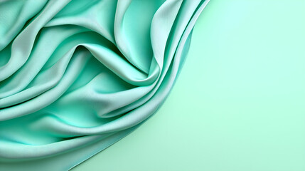Obraz premium Soft mint fabric draped elegantly on smooth mint background