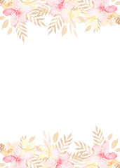 Watercolor colorful flower frame background for wedding, birthday, card, background, invitation, wallpaper, sticker, decoration etc.