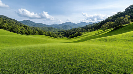 Fototapeta premium Lush green hills in Appalachian region with rolling landscapes and mountains