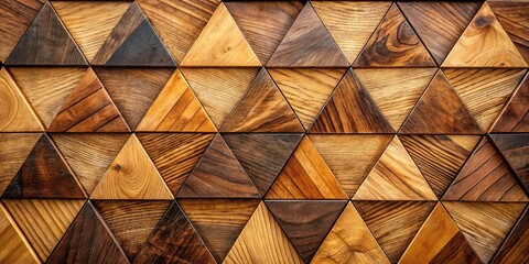 Close-up of Geometric Wooden Texture Background with Triangular Shapes in Browns for Rustic Artistic Design, Perfect for Nature, Interior, and Abstract Themes