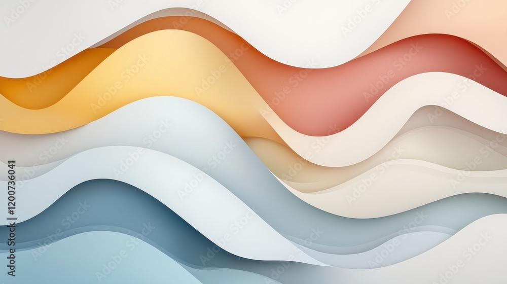 Poster abstract waves representing climate policy and decision-making in soft colors and flowing forms