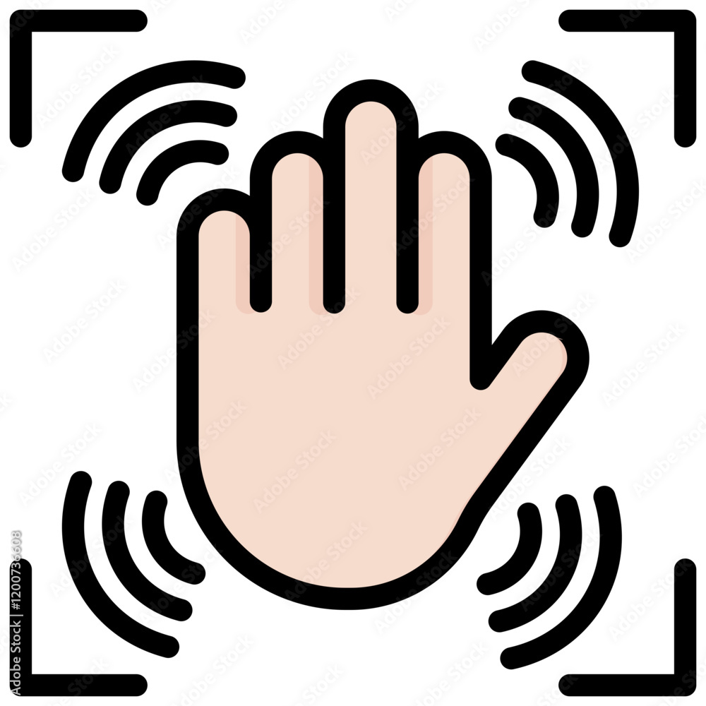 Poster gesture recognition outline color icon