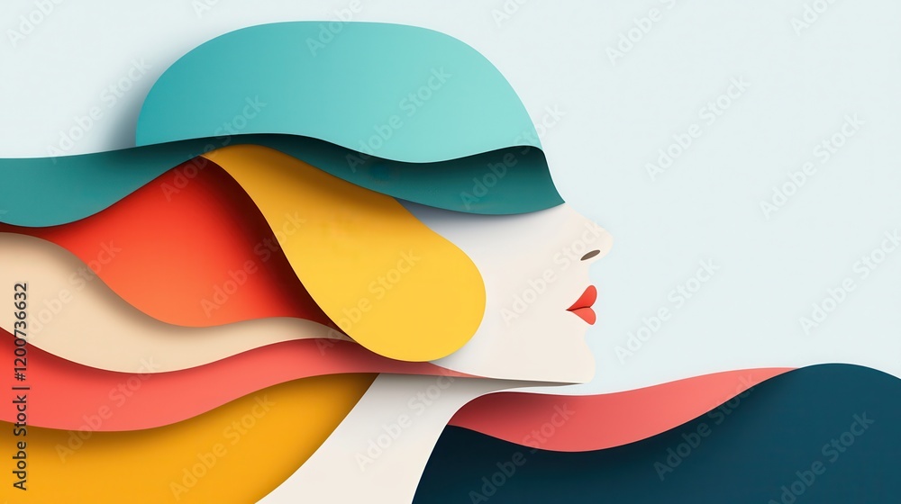 Poster abstract layers symbolizing branding and corporate identity with vibrant colors and elegant design