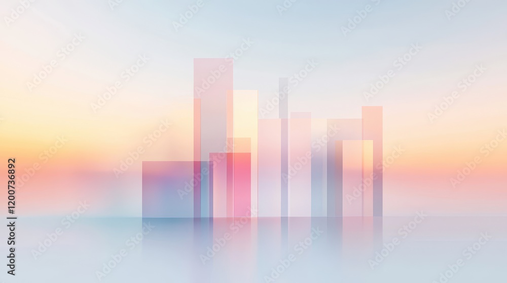 Poster abstract rendering of air quality improvements in soft pastel colors with a dreamy background