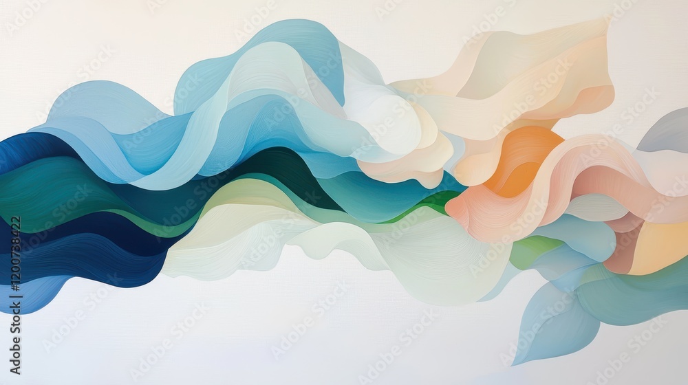 Aufkleber artistic interpretation of ocean ecosystems with fluid waves and soft colors