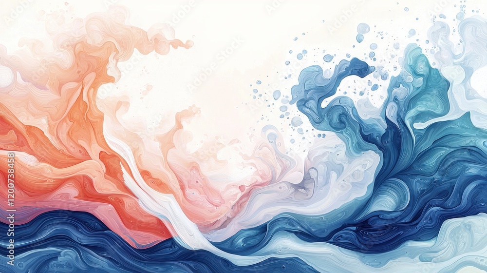 Aufkleber artistic interpretation of ocean ecosystems featuring fluid dynamics and colorful waves