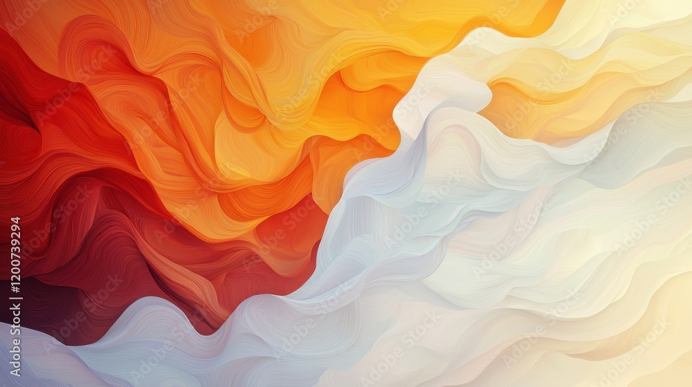 Poster chaotic swirling colors with flames and fluid waves creating a vibrant abstract composition