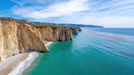 Obraz premium Picturesque coastal cliffs in California with serene blue waters