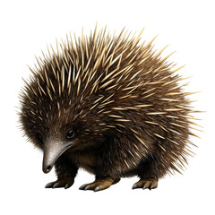Fascinating Echidna: Nature's Spiky Wonder on a white background.