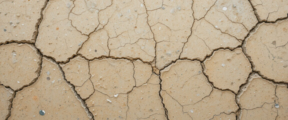 Fototapeta premium Cracked earth surface showing dryness and lack of moisture.