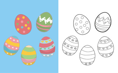 Easter Coloring Page for Kids. Coloring worksheet page. Educational printable coloring worksheet. 