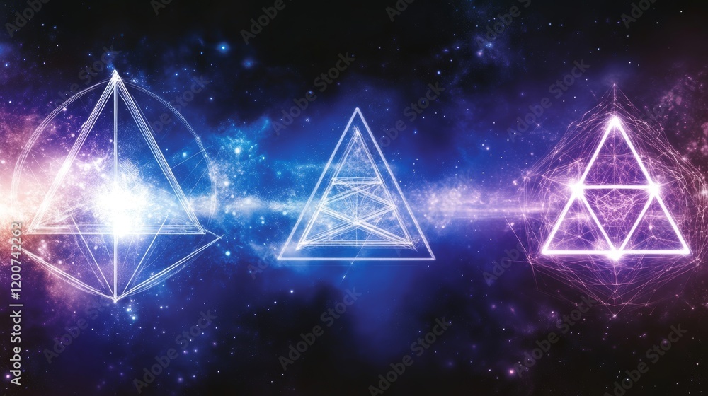 Poster cosmic geometry triangles in a nebula