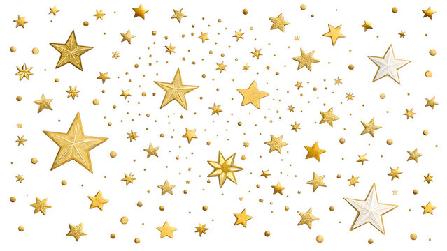 Golden Starry Night: A celestial scattering of shimmering gold stars of varying sizes creates a magical, dreamy atmosphere. Perfect for adding a touch of wonder to any design. 