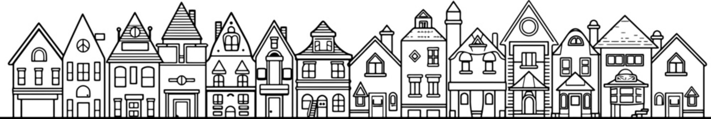 Obraz premium row houses drawing outline